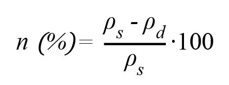 The formula for calculation of soil porosity